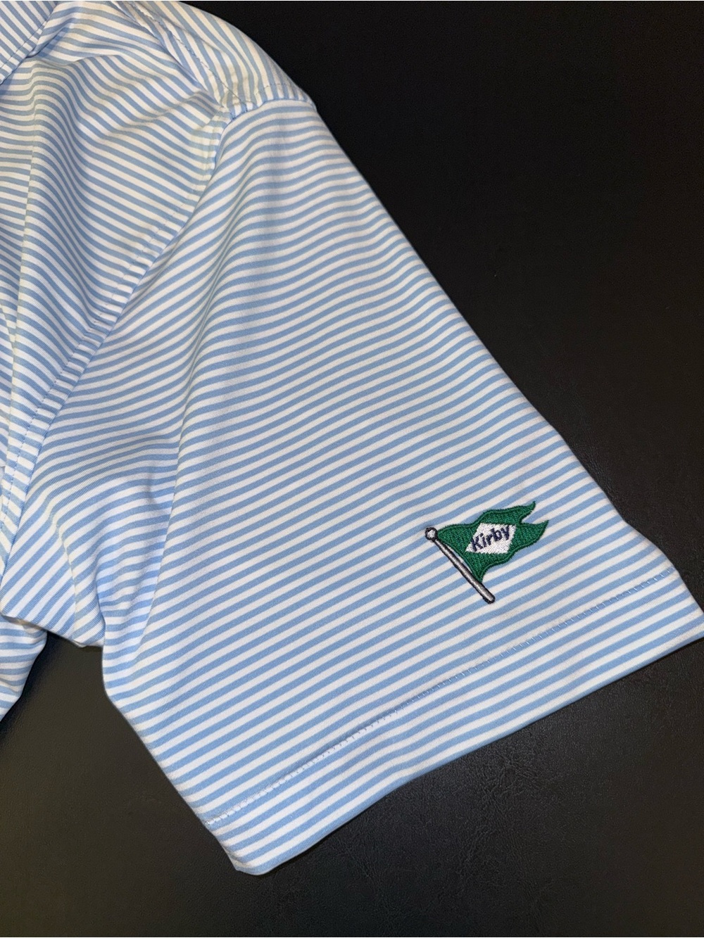 Peter Millar Golf Polo Shirt Men's LG Blue White Stripe Summer Comfort Logo - Picture 5 of 8